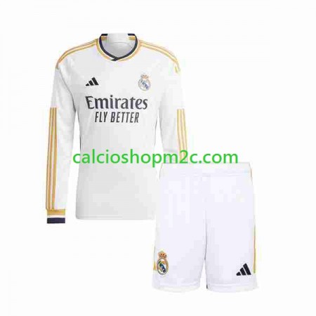 Real Madrid Bambino Maglia Prima 2023/2024 Manica Lunga (+ Pantaloncini)